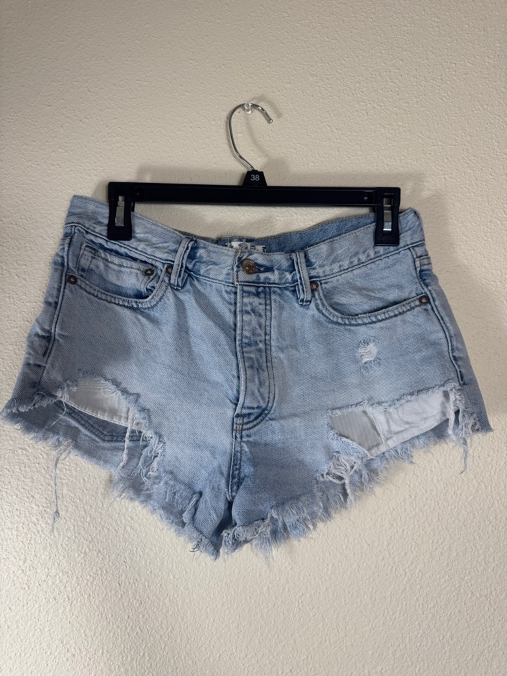 We The Free Light Blue Distressed Denim Women's Shorts Size 27